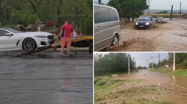 "Rupere de nori. Potop a fost!" Imagini cu natura dezlănțuită, după luni de secetă: a căzut grindină aproape cât oul