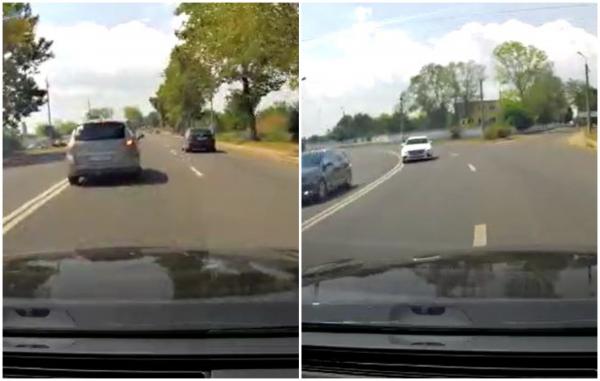 Inconştienţă la volan. În 10 secunde, doi şoferi din Constanţa sunt filmaţi cum încalcă regulile de circulaţie. Unul a fost la un pas de un accident frontal