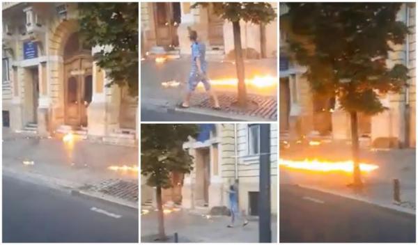 Un bărbat a aruncat cu benzină şi a incendiat una dintre intrările primăriei din Cluj-Napoca