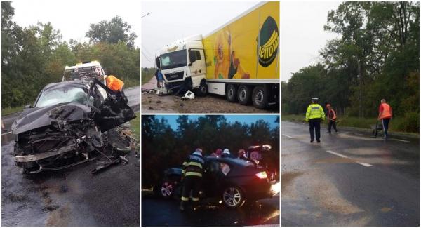 "Băiatul și cu fata din spate mișcă". Tânără moartă într-un BMW zdrobit de TIR pe contrasens, la Remetea Mare