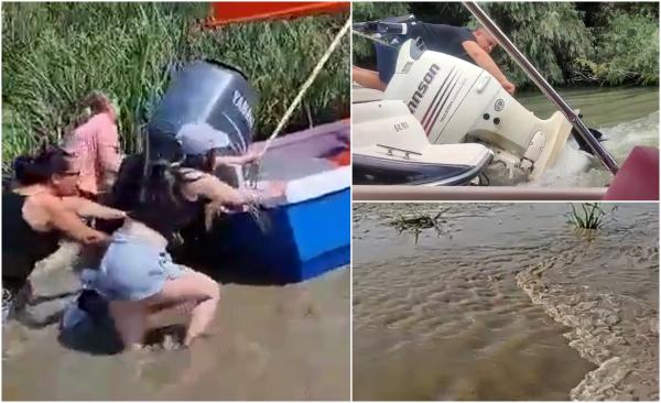 Probleme de-a lungul întregii Dunări, după ce canalele folosite la transport au secat. Turiştii se trezesc captivi în mlaştini pline de noroi