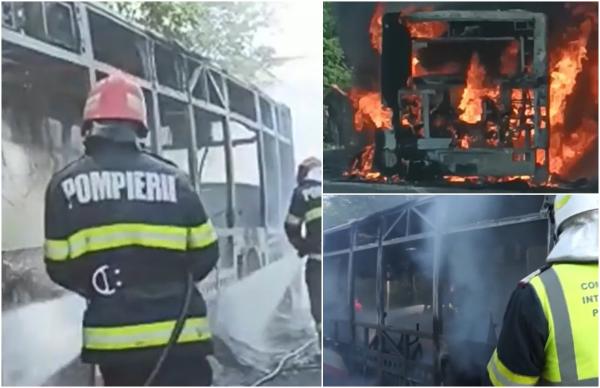 Autobuz plin cu oameni, făcut scrum aproape de Bistriţa. 15 pasageri şi şoferul au reuşit să se salveze în ultimă clipă