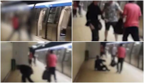 "Unde te crezi aici, mă?". Bătaie cu pumni şi picioare la metrou. Un paznic a fost pus la pământ de un călător nervos