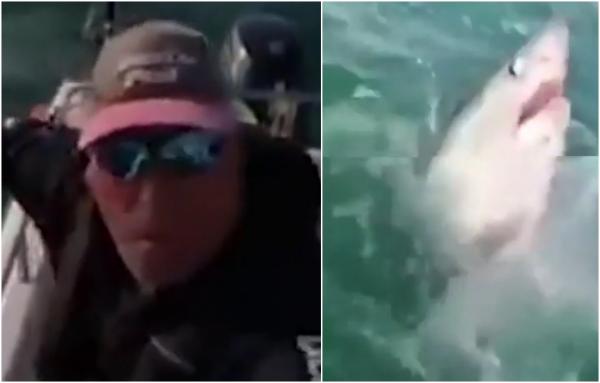Captură neaşteptată pentru un pescar de 53 de ani. Bărbatul din Marea Britanie a agăţat în undiţă un rechin de peste doi metri