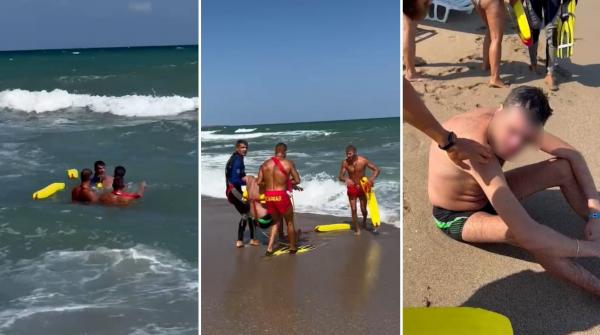 "M-a luat valul de m-a dus la mama naibii!" Momentul în care un tânăr e salvat de la înec, în Jupiter. Intrase în apă până la brâu