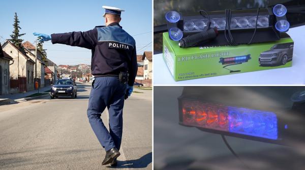 Amenzi drastice pentru șoferii prinși cu stroboscop sau sirenă. Cu aproape 150 de lei oricine se poate da polițist