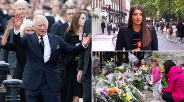 Corespondență Observator din Londra: Pelerinaj neîntrerupt la Palatul Buckingham, zeci de mii de oameni au venit cu flori și mesaje pentru Regină