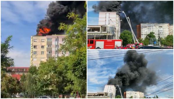 Incendiu violent la acoperişul unui bloc de 10 etaje, în complexul studenţesc din Timişoara. A fost emisă avertizare RO-Alert