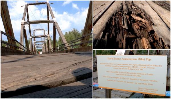 "Tremură, tremură, așa, se mișcă!". Podul istoric de la Sighetu Marmației, care face legătura între România și Ucraina, la un pas să se dărâme
