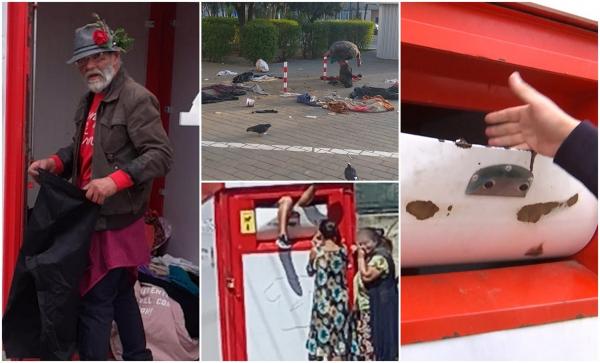 "Nu știu dacă e sărăcie sau dezumanizare". Cum se fură în Iași din containerele cu haine pentru nevoiași: cu copilul înauntru