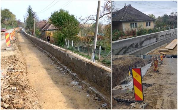 Sătenii din Hodod, izolați în propriile curți. Un zid de beton ridicat de drumari le face viața un calvar