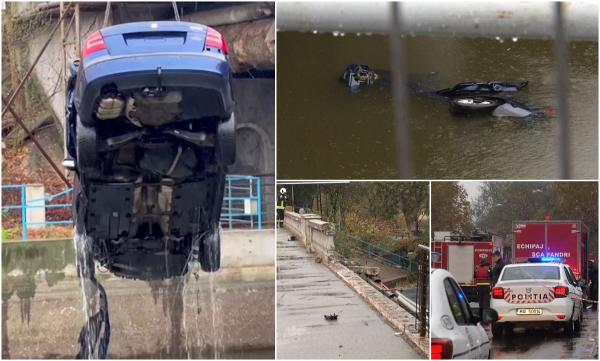 Filmul accidentului de pe Podul Floreasca. Cei doi francezi care au căzut cu maşina în lac ar fi vrut să fugă pentru a nu fi prinşi că au băut