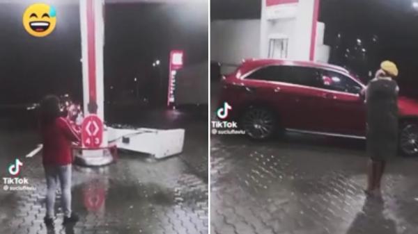 O șoferiță cu Mercedes a plecat cu tot cu pompa de benzină după ea, în Prahova. Unii au luat-o la fugă de teamă