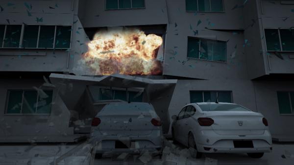 ANIMAŢIE GRAFICĂ cu explozia din Suceava. Un bărbat a fost aruncat de la etajul doi direct în stradă