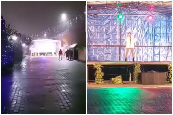 Cântăreața care a făcut show în fața pieței goale, în Calafat, nu a fost plătită. Primarul îi numără ca spectatori pe cei care se adăposteau de ploaie, la un cort