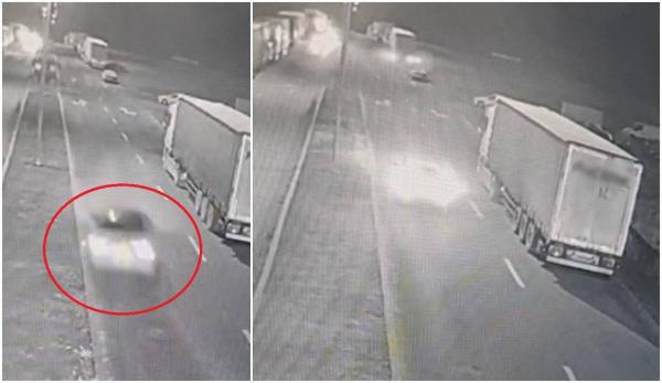 Accidentul cu doi tineri morți din Sibiu a fost filmat. O cameră video a surprins momentul în care mașina cu cei patru prieteni intră cu viteză în TIR