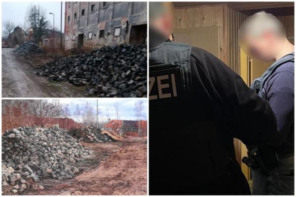 Pavajul unei străzi, furat cu excavatorul: hoţul a încasat 45.000 de euro pe 112 tone de granit. Cum l-au prins poliţiştii din Germania, după un an