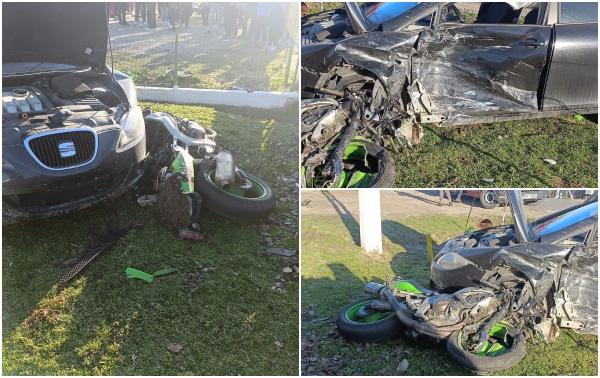 Un motociclist de 33 de ani a murit în prima zi a anului, după ce s-a izbit puternic de un autoturism, în Gorj