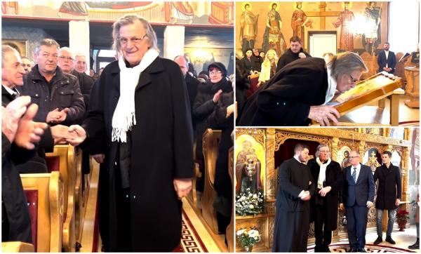 Florin Piersic, apariție neașteptată la o biserică din Ocna Dej. Enoriașii l-au aplaudat pe marele actor, care va împlini peste câteva zile 87 de ani