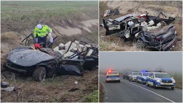 Dezastru pe o șosea din Constanţa. Trei bărbaţi au murit pe loc, dupa ce BMW-ul în care se aflau s-a răsturnat în şanţ, la ieşirea din Cuza Vodă