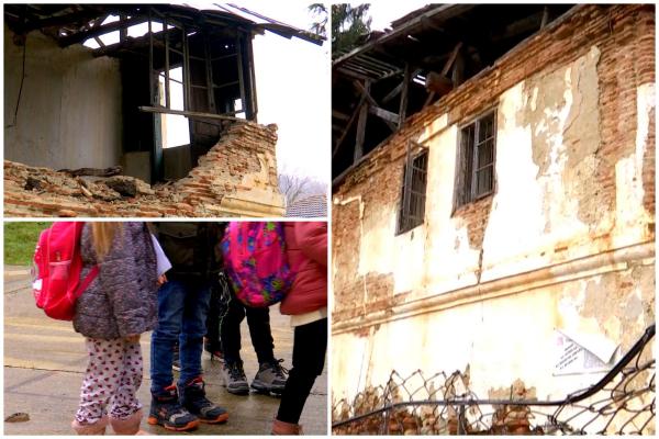 Un conac boieresc stă să cadă peste elevii unei şcoli. Pe hârtie monument istoric, în realitate este "pericol public"