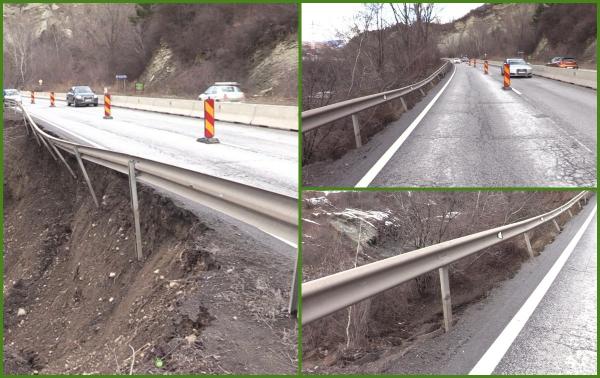 Calamitate pe cel mai important drum naţional din ţară. Şoseaua o ia la vale cu tot cu parapet