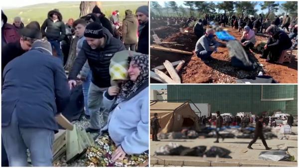 Scene apocaliptice în Turcia: oamenii improvizează morminte pe străzi, pentru a-şi îngropa apropiaţii. "Mi-aş şi dorit să fi murit eu şi copiii mei să trăiască"