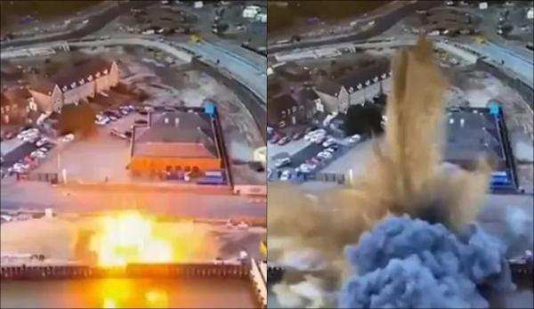 Momentul în care o bombă din Al Doilea Război Mondial a explodat, în timp ce experții încercau să o dezamorseze, în UK