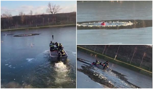 "Hai, copii, dați din mâini! Ține-i, Doamne, în viață!" Momentul dramatic în care doi băieți sunt salvați din râul Olt, după ce s-a rupt gheața de sub ei