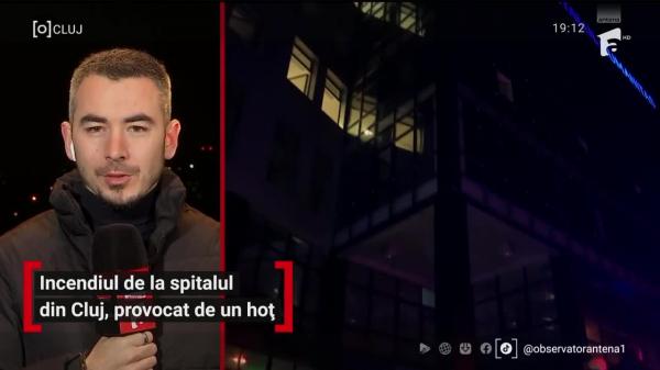 Incendiul de la spitalul privat din Cluj-Napoca, provocat de un bărbat care a intrat să fure dintr-un vestiar. Individul, identificat după 14 ore