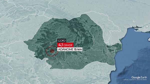 Cutremur de 4.1 în Gorj. Seismul s-a produs la adâncimea de 15 km