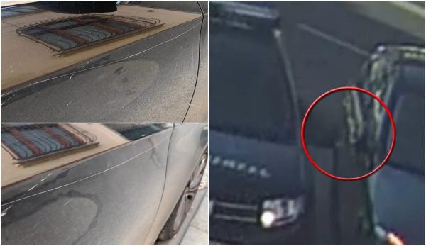 Jandarm, filmat cum zgârie intenţionat o maşină parcată în mijlocul străzii