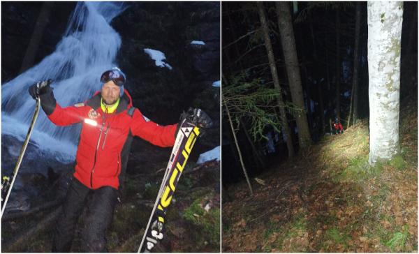 Schior rătăcit pe Muntele Mic, recuperat de salvamontişti după ore de căutări. Salvatorii, nevoiţi să intre în apă până la brâu și să coboare un perete stâncos