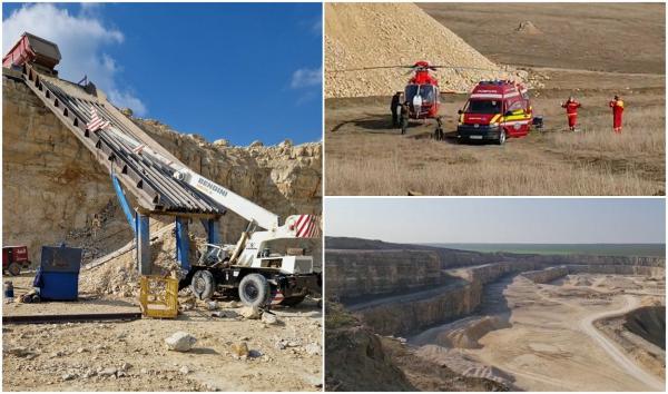 Filmul tragediei din Constanța, unde tone de pietre s-au prăvălit din autobasculantă peste doi muncitori. Unul dintre ei a murit pe loc