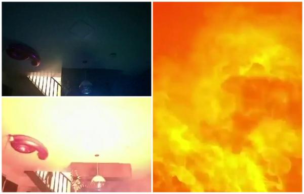 Momentul în care bateriile unei motociclete electrice explodează şi iau foc, într-o casă din UK. Reacţia proprietarului