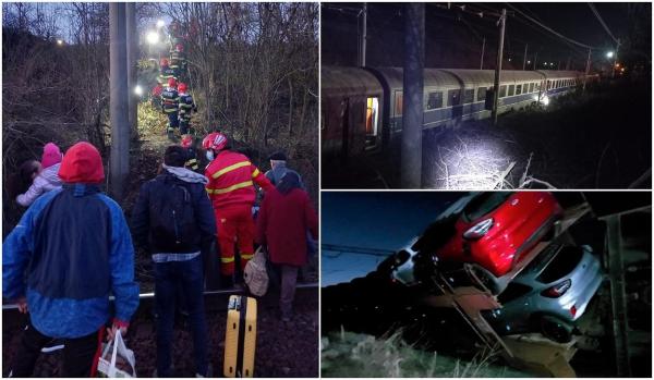 Marfar încărcat cu zeci de mașini noi, deraiat în Teleorman. Un tren cu peste 200 de călători la bord a frânat brusc, pentru a evita ciocnirea