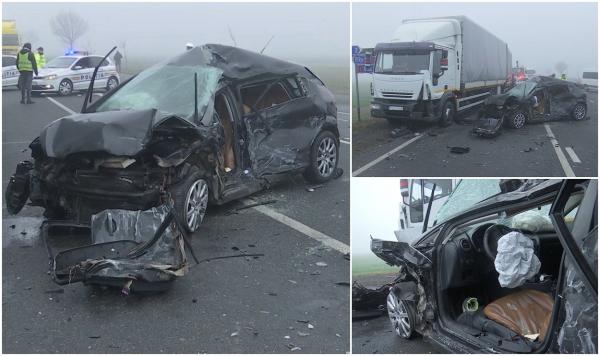 "A încercat să se bage între mine şi taxi, dar nu a reușit". Un tânăr a provocat un accident teribil pe un drum din Buzău