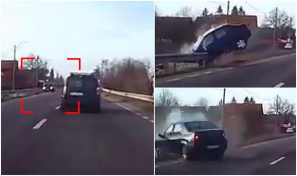 Accident înfiorător filmat pe șoseaua care leagă Piteștiul de Câmpulung. Șoferița a adormit la volan