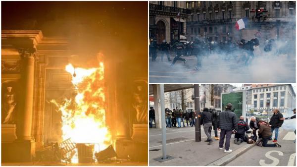Peste 3 milioane de francezi, în stradă. Manifestanţii au dat foc primăriei din Bordeaux, o femeie a rămas fără un deget la Rouen