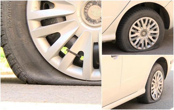 Cu loc de parcare, dar fără cauciucuri. 37 de maşini, vandalizate în parcarea unui bloc din Târgu Mureş: "A fost prea voios. Probabil e o chestie psihică"