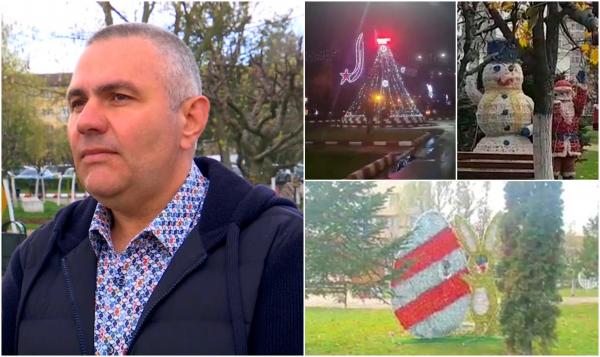 Primarul din Motru a "strecurat" printre decoraţiunile de Paşte şi ghirlandele de Crăciun. La sărbătorile din decembrie a făcut invers