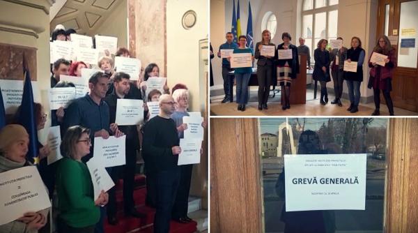 Grevă generală în mai multe prefecturi din România. Funcţionarii publici cer salarii mai mari