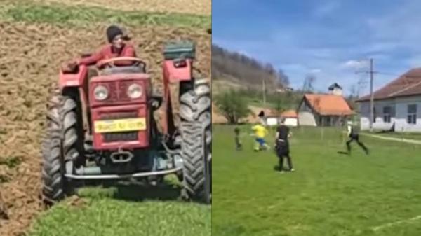 Situaţie halucinantă într-o comună din Gorj. Autorităţile s-au apucat să are stadionul, chiar în timp ce copiii jucau fotbal