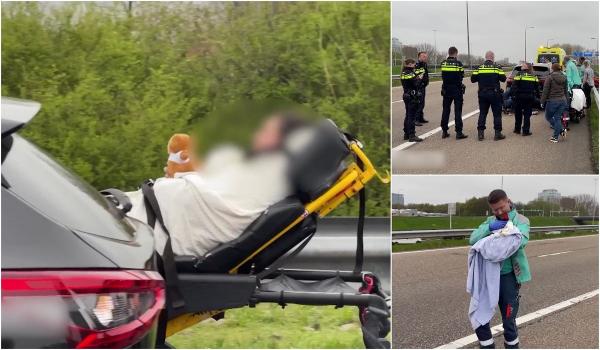 O femeie a născut în mijlocul autostrăzii în Olanda. Poliţiştii, în lacrimi după ce i-au oferit ajutorul
