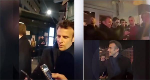 Emmanuel Macron filmat în timp ce cântă alături de un grup în centrul Parisului. Tinerii erau parte a unei grupări de extremă dreapta