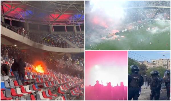 Torţe, scaune aruncate pe teren şi peluze incendiate. Jandarmeria anunţă sancţiuni severe: 8 suporteri, interzişi pe stadioane între 6 luni şi un an, după CSA Steaua - Dinamo
