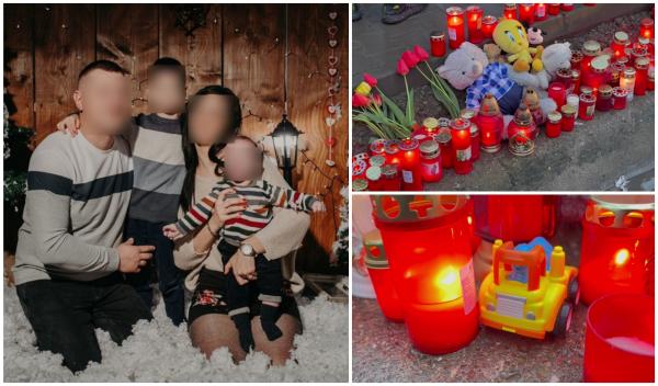 Altar de lumânări şi multe jucării pentru Luca, băieţelul de 3 ani strivit de TIR pe trecere chiar în faţa tatălui, la Leţcani