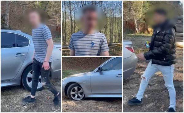 "M-am speriat, n-am permis". BMW-ul Poliției Suceava, urmărire cu BMW-ul unor tineri teribiliști. Băieții au abandonat bolidul și au fugit în pădure