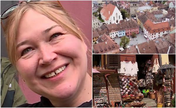 Reacţia unei turiste străine care a venit să viziteze Cetatea Sighişoarei: "România este minunată!''