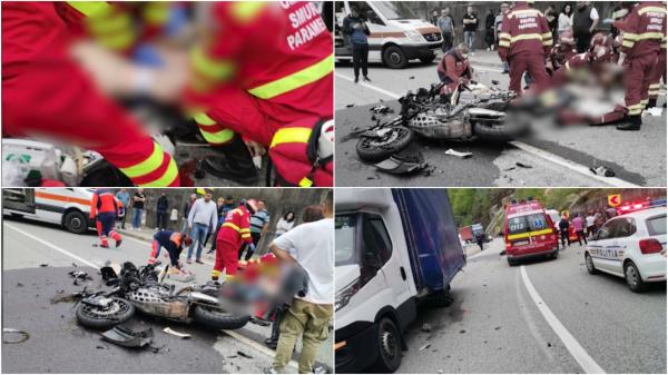 Motociclist ceh, spulberat pe o șosea din Defileul Jiului. A murit după ce a fost lovit din plin de o camionetă, după o depășire periculoasă într-o curbă